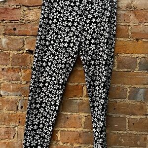 Floral Black and White Kids Leggings